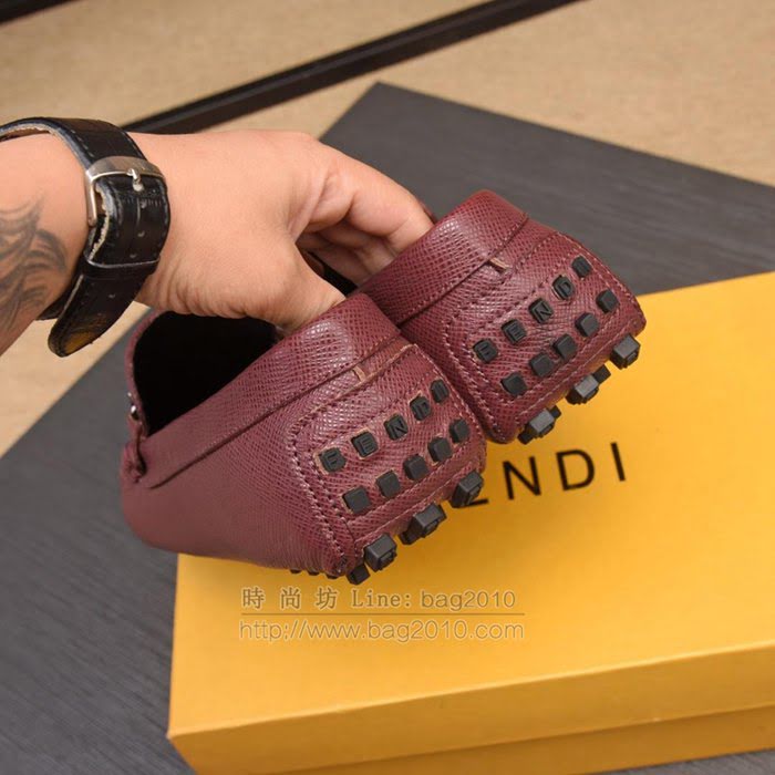 FENDI男鞋 2019年新米蘭男時裝 懶人走秀款 小牛皮 時尚休閒豆豆鞋  jpx2232